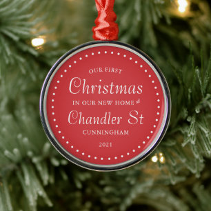 Our First Christmas in our New Home Simple Metal Ornament