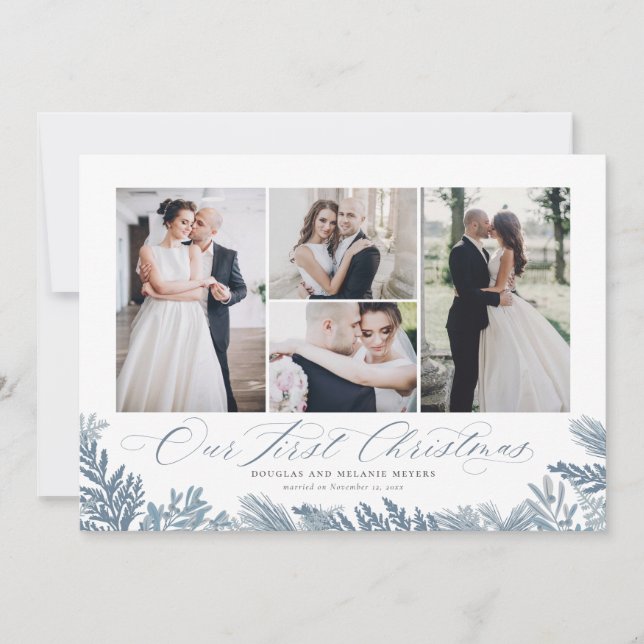 Our First Christmas Just Married Holiday Photo (Front)