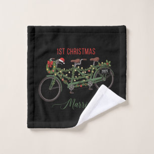 Our First Christmas Married 2025   Cute Tandem  Wash Cloth
