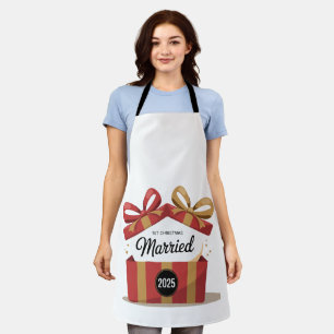 Our First Christmas Married 2025   Newlywed Keepsa Apron