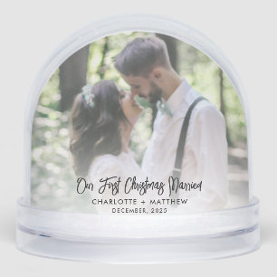Our First Christmas Married and Merry Photos Snowglobe