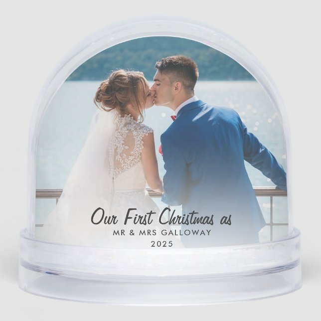Our First Christmas Married and Merry Photos Snowglobe (Front)