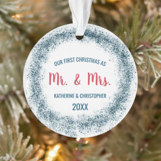 Our First Christmas Married | Blue Glitter Ornament