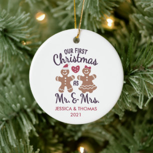 Our First Christmas Married Ceramic Ornament