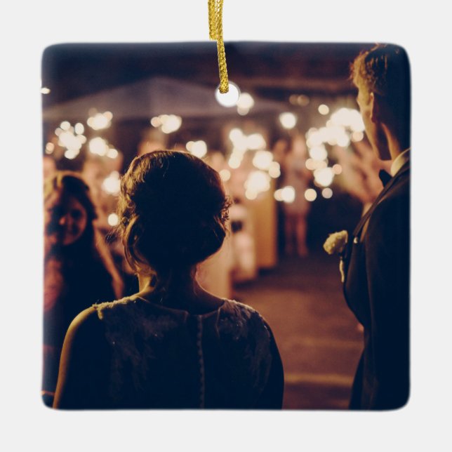 our first christmas, married christmas ceramic ornament (Front)