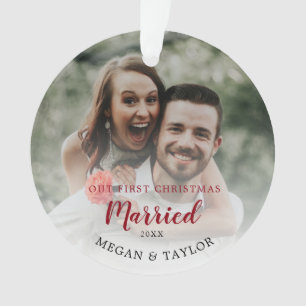 Our First Christmas Married Floral Ornament
