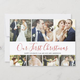Our First Christmas Married Holiday 7Photo Collage Card