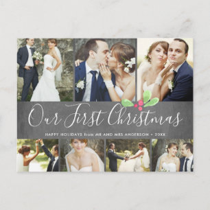 Our First Christmas Married Holiday 7Photo Collage Postcard