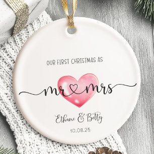 Our First Christmas Married Ornament Mr&Mrs Heart