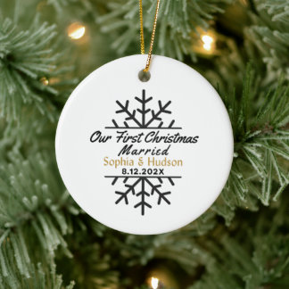 Our First Christmas Married Personalized Ceramic Ornament