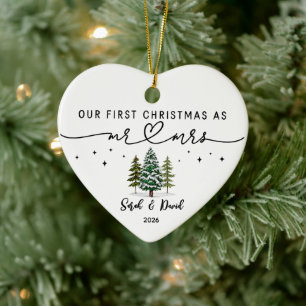 Our First Christmas Married Personalized Wedding O Ceramic Ornament