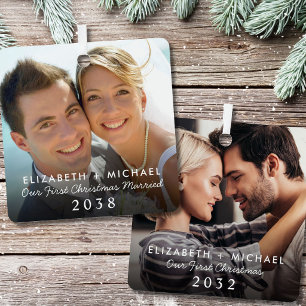 Our First Christmas Married Photo Metal Ornament