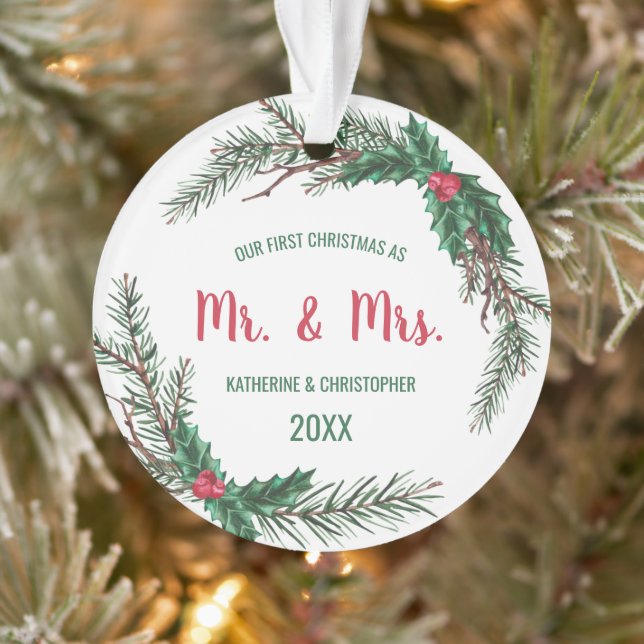 Our First Christmas Married | Photo Mistletoe Ornament (Tree)
