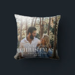 our first christmas modern script red plaid photo throw pillow<br><div class="desc">photo pillow featuring 'our first christmas' in stylish script text across your chosen photography and names. this would make a great christmas gift or chic addition to your holiday decor. Colours can be changed to suit your decor. Part of a collection.</div>