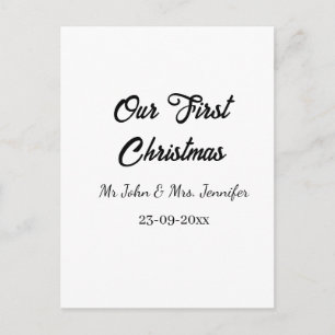 Our first Christmas Mr and Mrs couple name date Holiday Postcard
