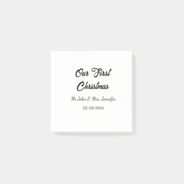 Our first Christmas Mr and Mrs couple name date Post-it Notes (Front)