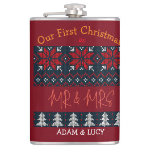 Our first Christmas Mr. and Mrs. /Couple newlywed  Hip Flask