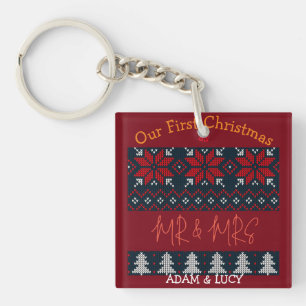 Our first Christmas Mr. and Mrs. /Couple newlywed Keychain
