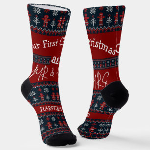 Our first Christmas Mr and Mrs / Couple newlywed Socks