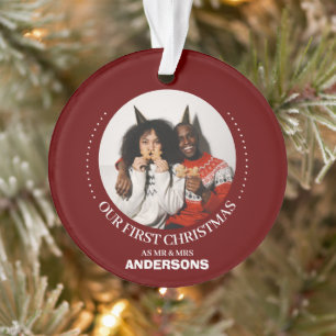 Our first Christmas Mr. and Mrs. newlywed elegant Ornament