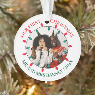 Our first Christmas Mr. and Mrs. newlywed elegant Ornament