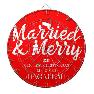 Our First Christmas Mr. and Mrs. Newlywed Merry Dartboard