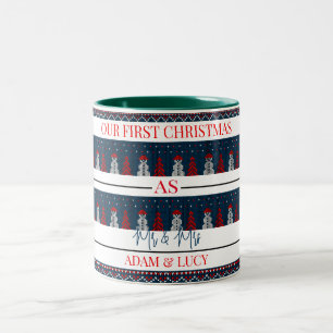 Our first Christmas Mr and Mrs newlywed Two-Tone Coffee Mug