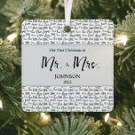 Our First Christmas Mr. and Mrs. Wedding Photo Metal Ornament<br><div class="desc">Featuring modern typography of the word "Love", personalize this chic design with the last name of the new Mr. And Mrs. for their first Christmas. Words saying "our first Christmas as Mr. & Mrs." can be found with the year. You can also replace the photo on the back with the...</div>