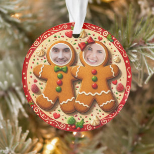 Our First Christmas Mr & Mrs Fun Gingerbread Photo Ornament