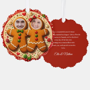 Our First Christmas Mr & Mrs Fun Gingerbread Photo Ornament Card