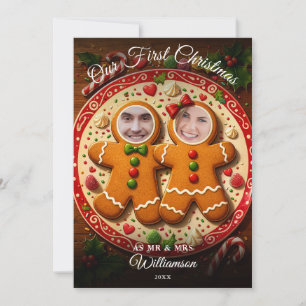 Our First Christmas Mr Mrs Gingerbread Photo Holiday Card