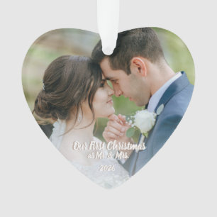 Our First Christmas Mr & Mrs Heart Photo Keepsake Ornament