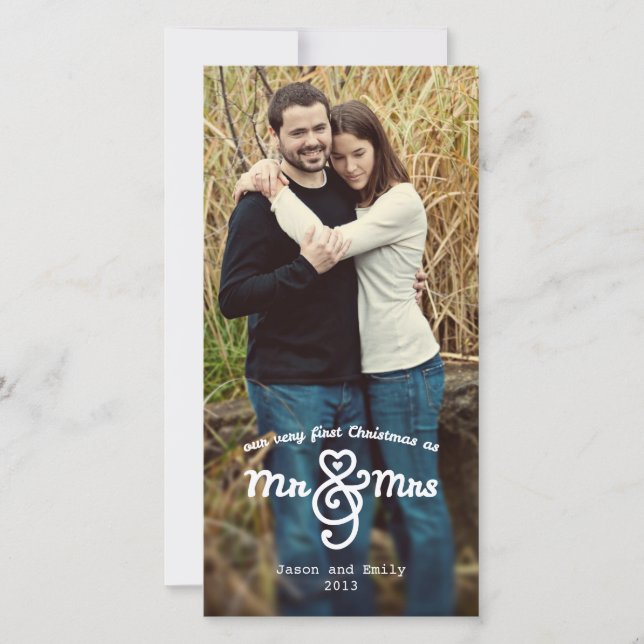 Our First Christmas Mr & Mrs Holiday Photo Card (Front)