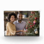 Our First Christmas Mr & Mrs Personalized Name Photo Block<br><div class="desc">This Mr & Mrs photo block features bold white lettering and elegant script overlaying a photo of the bride and groom. To change or delete the photo and text,  click on the personalize button.</div>