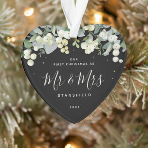Our First Christmas Mr & Mrs Photo Heart Ornament