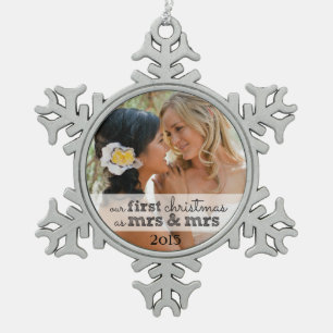 Our First Christmas Mrs & Mrs Snowflake Ornament