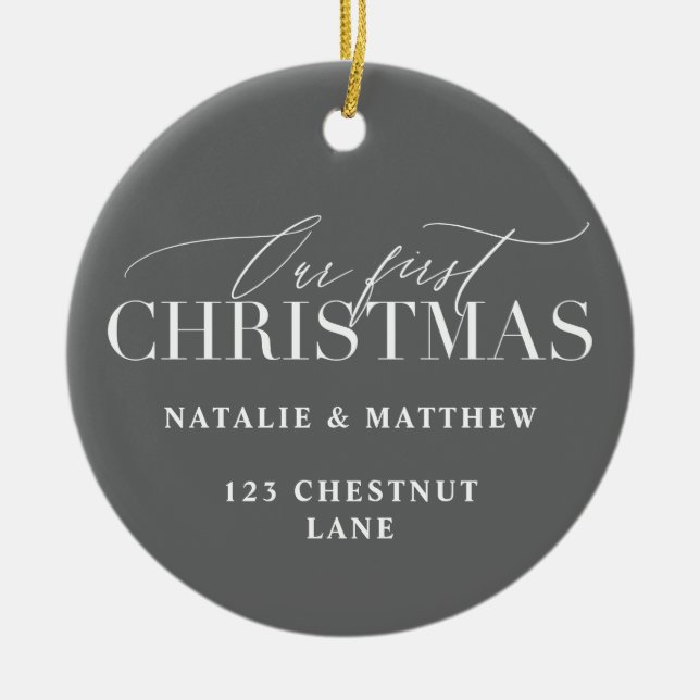 our first christmas new home ceramic ornament (Front)