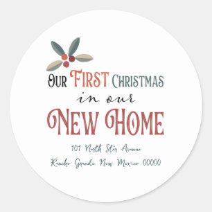 Our First Christmas New Home Change of Address Classic Round Sticker