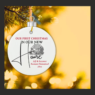 Our First Christmas New Home Cottage Ceramic Ornament