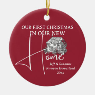 Our First Christmas New Home Cottage PHOTO Ceramic Ornament