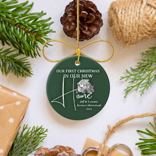 Our First Christmas New Home Cottage PHOTO Ceramic Ornament