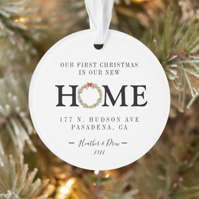 Our First Christmas New Home House Wreath Custom Ornament (Tree)