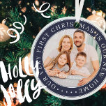 Our First Christmas New Home Modern Family Photo Metal Ornament<br><div class="desc">This simple and classic design is composed of serif typography and add a custom photo.</div>