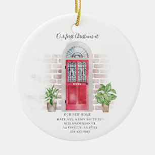Our First Christmas New Home Watercolor Ceramic Ornament