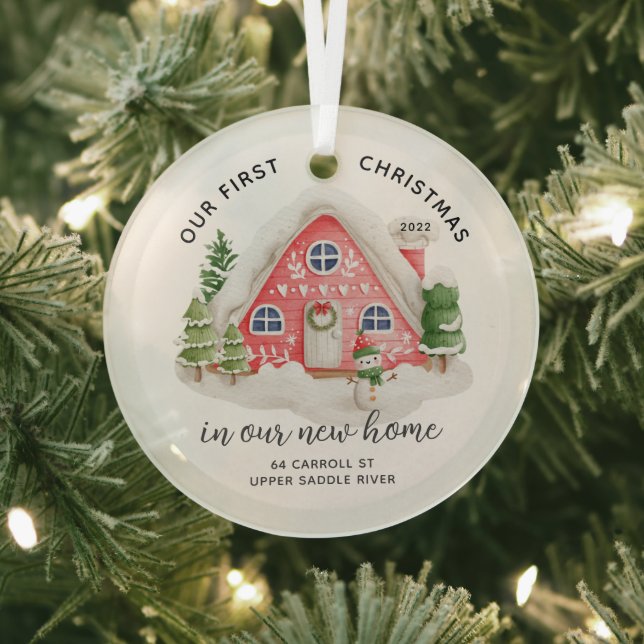 Our First Christmas New House Glass Ornament (Insitu)