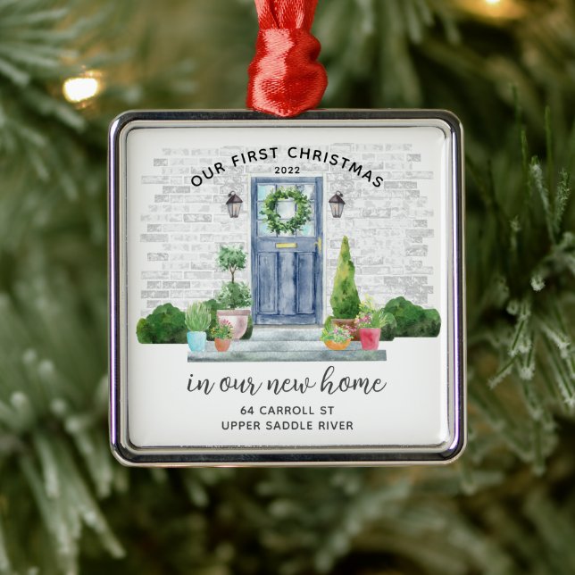 Our First Christmas New House  Metal Ornament (Tree)