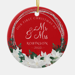 Our First Christmas Newlywed Christmas Ceramic Ornament