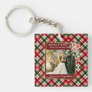 Our First Christmas Newlywed Photo Keychain