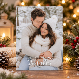 Our First Christmas Newlywed Photo Personalized Holiday Postcard