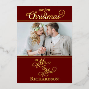 Our First Christmas Newlyweds Foil Holiday Card
